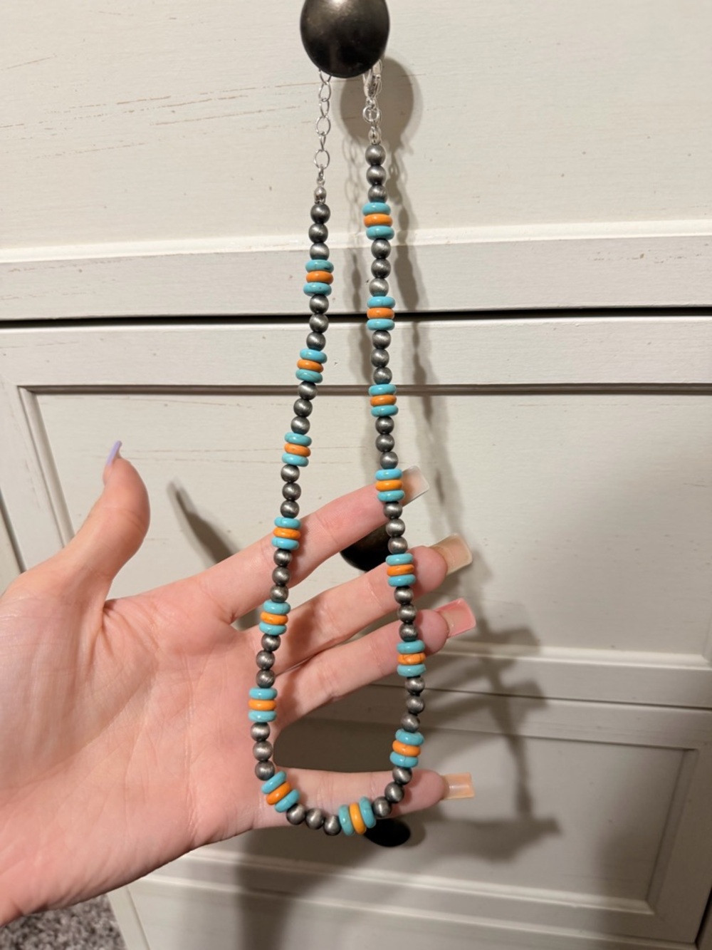 Turquoise & Orange Beaded Women’s Necklace